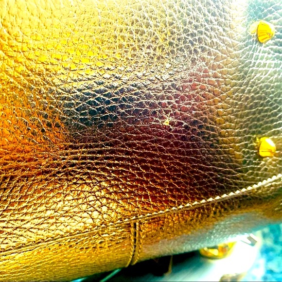 ✨Alberta Dicanio✨ Metallic Bronze Oversized Leather Hobo Bag W/Detachable Strap - Picture 12 of 16